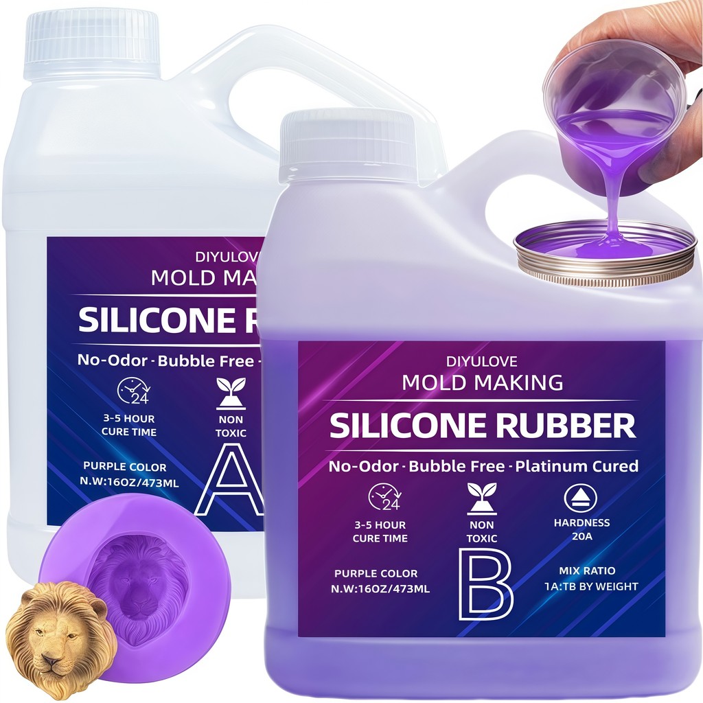 

Liquid Silicone Rubber 32oz Non-Toxic High Tear & Heat Resistantfor DIY Molds & Resin Casting, Jewelry Crafting Supplies Purple