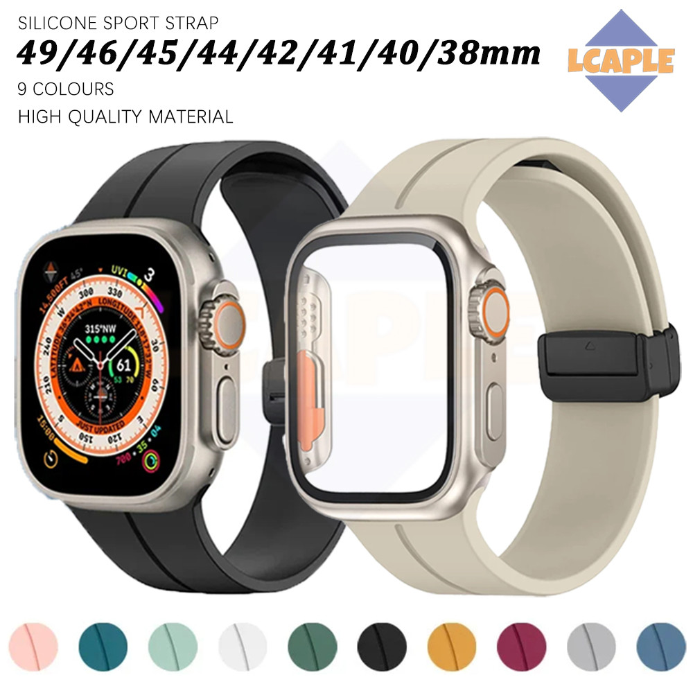 PC Case Rubber Strap for IWatch Apple Watch Strap Series 11 10 9 8 7 6  SE 3 2 46 45 41mm 44mm 40 42