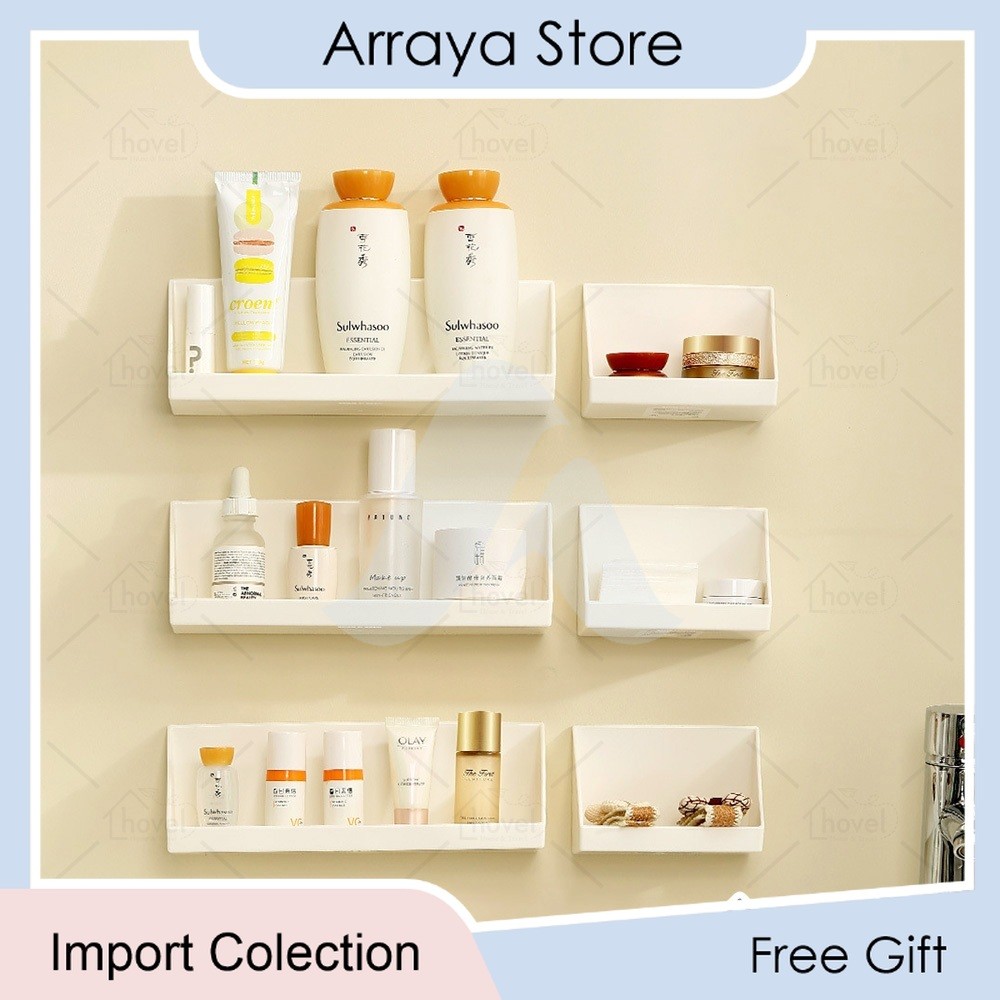 Tempat Kosmetik Gantung Rak Skincare Dinding Tempel Minimalis Aesthetic Multifungsi 【Arraya Shop】