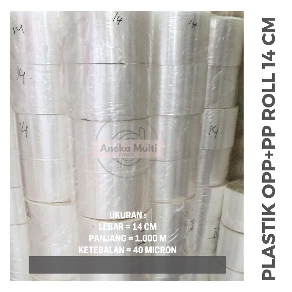 Plastik Roll OPP PP Polos/ Plastik kemasan sachet renteng/ 14cm x 1000m TERLARIS