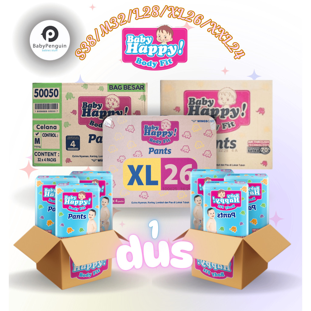 BABY HAPPY PANTS L28 / M32 /XL26 / XXL24 [1 DUS]