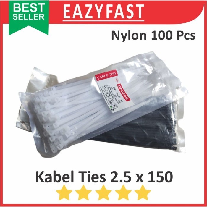 

Cable Ties 2.5x150 Hitam Putih Kabel Tis 2.5 x 150 mm Klip Tali Nylon Tie Lock Pack 150mm 15cm 15 cm