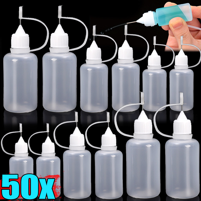 

50/5x Precision Tip Applicator Bottles Needle Fine Tip Squeeze Glue Applicator Bottles for Quilling Craft Paint Clay Tools Gifts