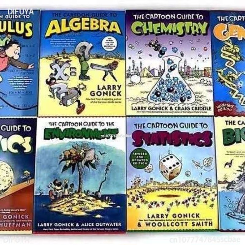 

8 Books The Cartoon Guide to Statistics/Chemistry Funny Science Comics English Story Book Help Child Be Reader Early Education