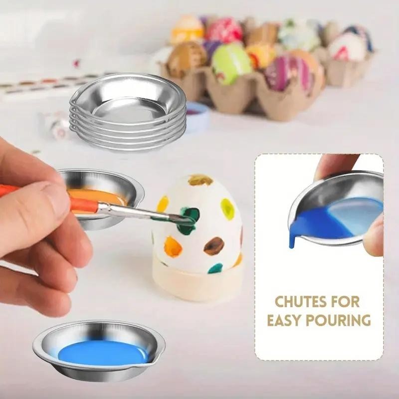 

12Pcs Makeup Palette Stainless Steel Small Round Paint Tray Artist Watercolours Paint Mixing Palette Tray for Artist