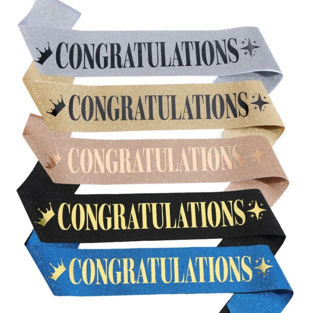 

2025 Graduation Decoration Rose Gold Congratulations Glitter Satin Sash for Class of 2025 Graduation Party Supplies Favor Gifts