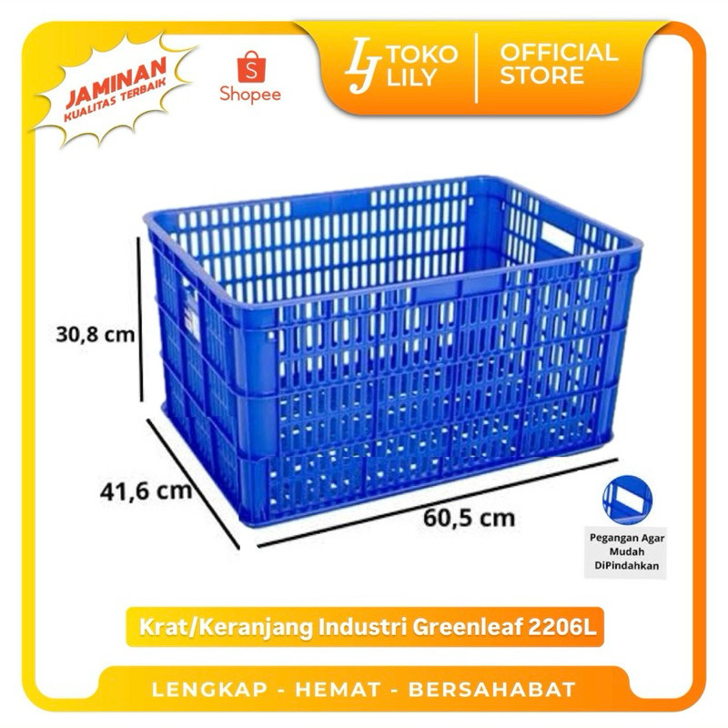 Keranjang Krat Industri Berlubang Serbaguna Greenleaf 2206L