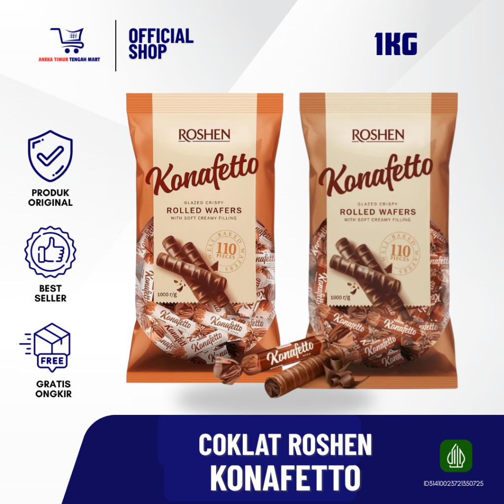 

COKLAT ROSHEN KONAFETTO/2 RASA COKLAT DAN VANILA/COKLAT IMPORT/OLEH-OLEH HAJI DAN UMROH/500GR DAN 1KG