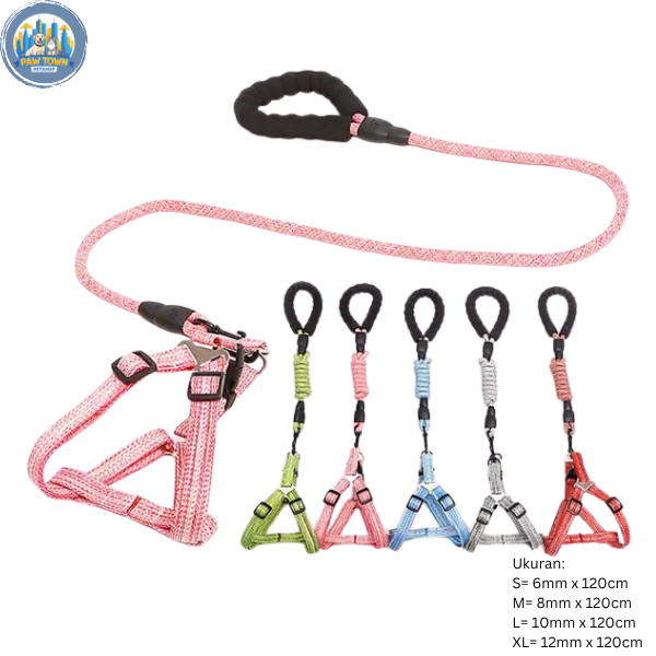 TALI HARNESS ANJING SET - HARNESS TALI ANJING KUAT SET - DOG HARNESS LEASH SET