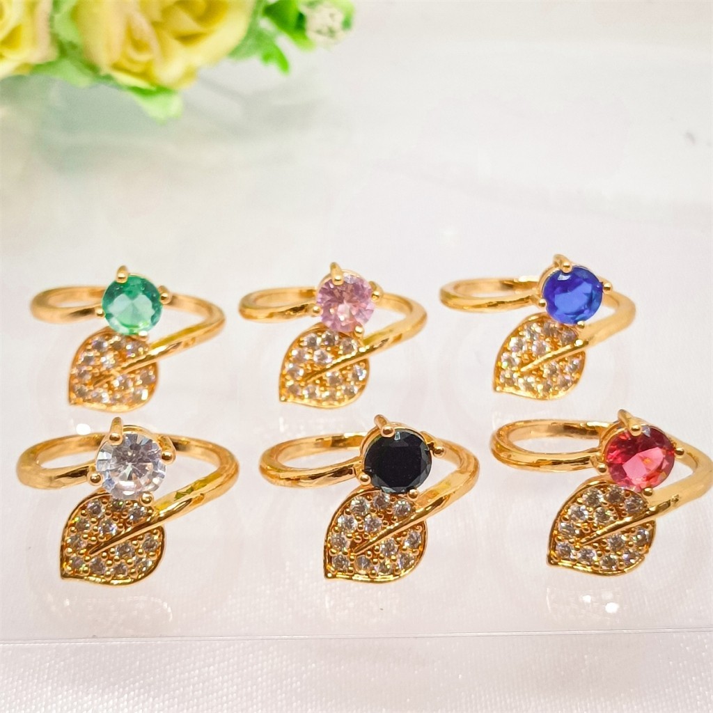 Cincin Korea Elegant Fashion Titanium Wanita Anti Karat Lapis Emas 24K Simple Perhiasan Jewelry Akse