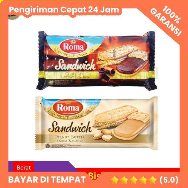 

BISKUIT ROMA SANDWICH COKLAT / PEANUT KRIM KACANG 216/189gr