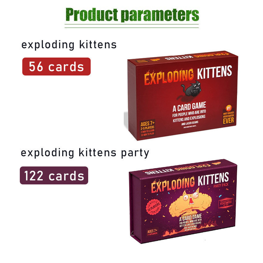 Exploding Kittens: Party Pack Kitten Board Game Card Games Permainan Kartu Sederhana untuk Anak-Anak