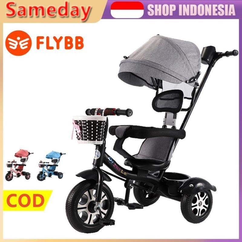 24 & 27 FLYBB Sepeda roda tiga anak 1 tahun sepeda roda 3 bayi tricycle Kursi Anak-Anak