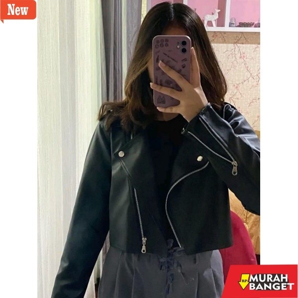 jaket kulit wanita hijab Jaket Kulit Wanita crop