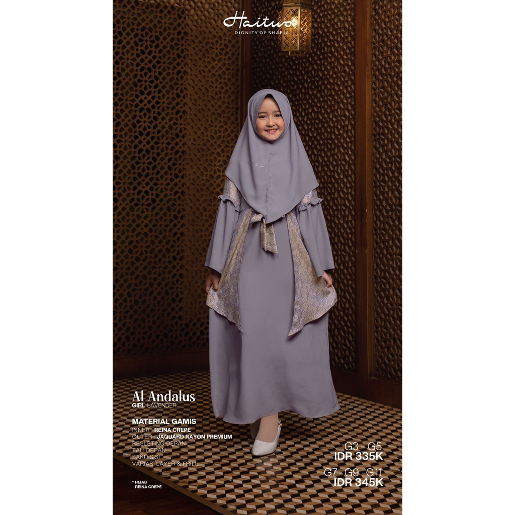 Haitwo Promo Gamis Anak Perempuan Couple Sarimbit Premium Set Hijab Al Andalus Girl
