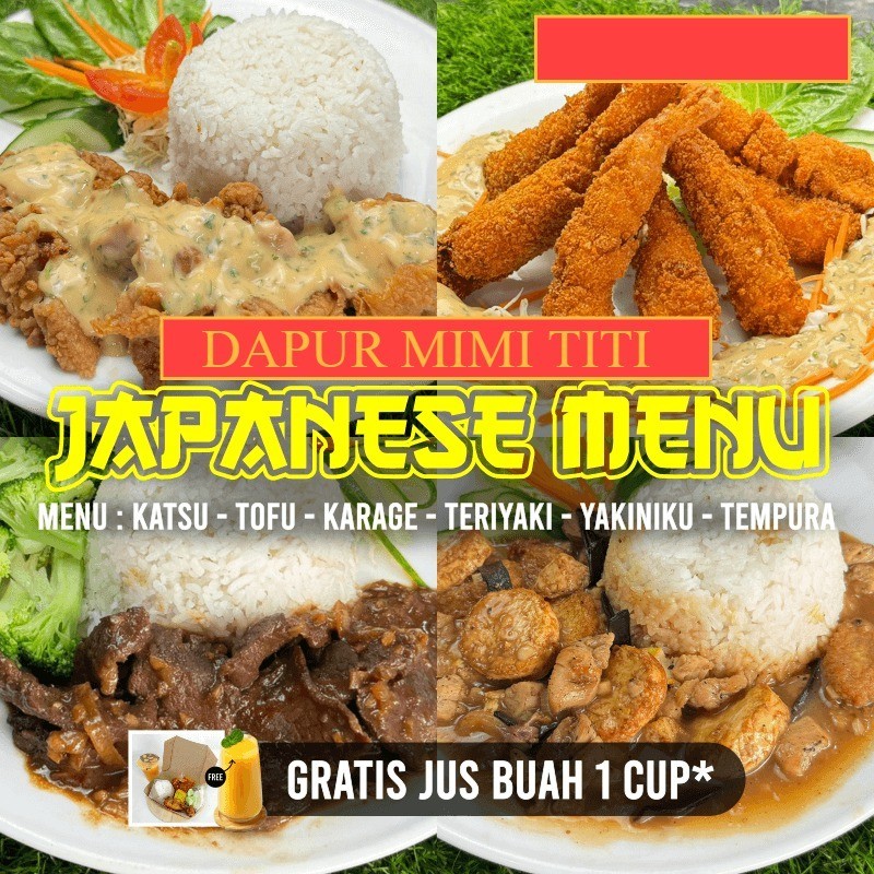 

( Kirim Dalam 1 Jam )Paket Nasi Spesial Japanese Menu Chicken Katsu / Karage / Teriyaki / Mapo Tofu / Beef Yakiniku / Tempura Promo Resto Asih Sadulur Bandung