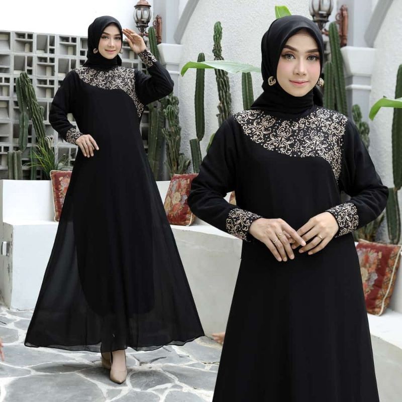Jakarta Butik -  Baju Gamis Wanita  - Bahan Ceruty - Nabilla Dress