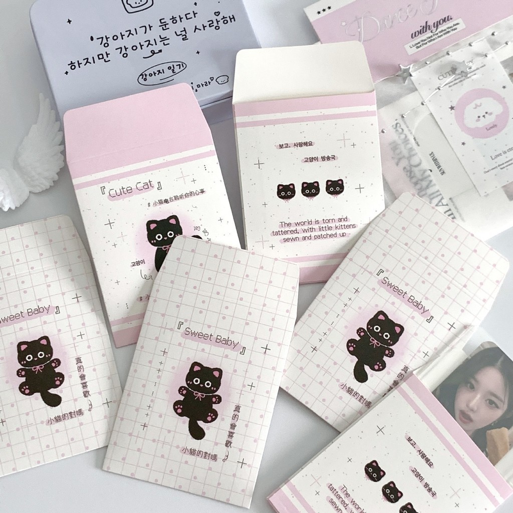 

[GAMGAM] Black Kitty Series Envelope Photocard Packaging Amplop PC