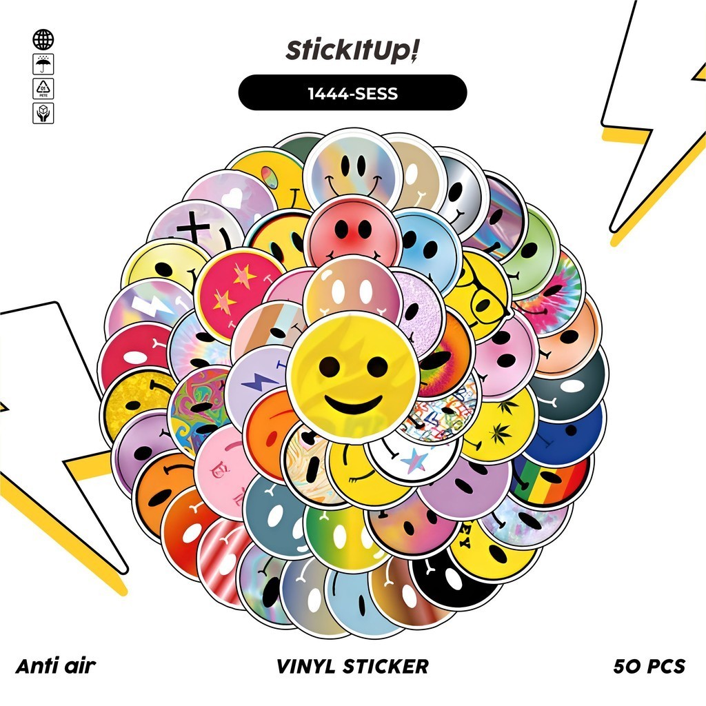 

COD✨ 100 Pcs Stiker Pack Smile Emoticon Lucu Aesthetic Vynil Waterproof untuk Freebies Sticker Buku Journal Casing HP Laptop