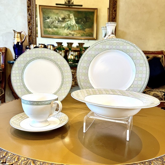 Mikasa Ultima Plus Super Strong Fine China Green Silk Dinner Set Piring Cantik Piring Saji Piring Me