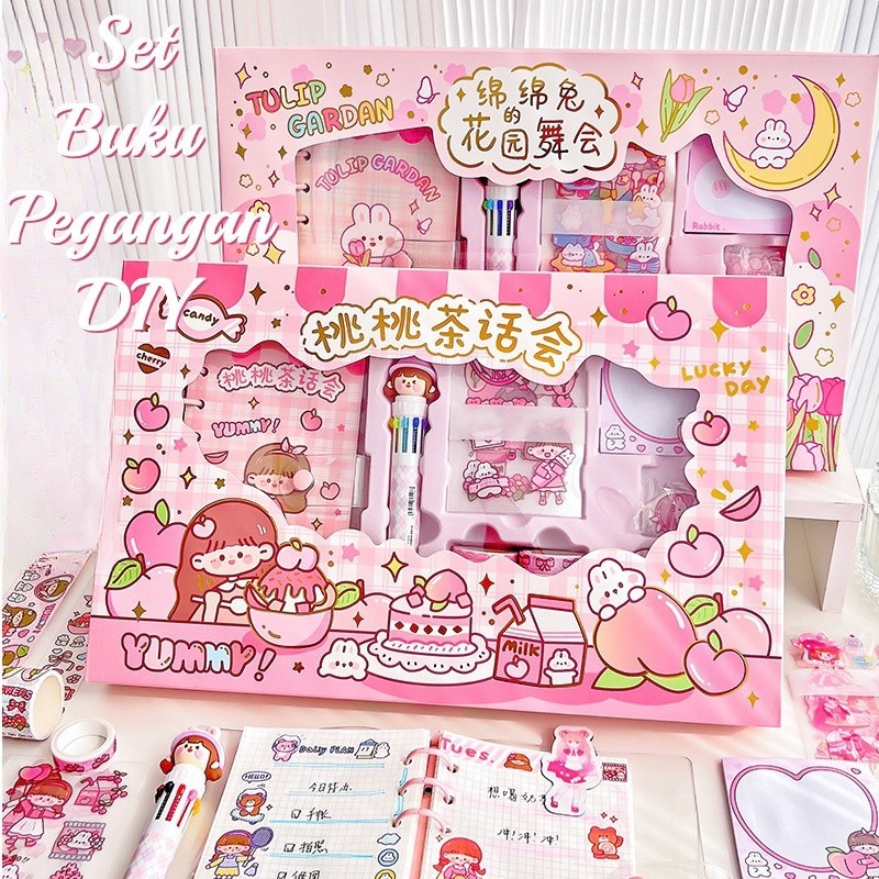 

Paket Jurnal Set/Gift Box Hampers anak/Hadiah / Notebook Journal Diary/Stiker Lucu 1 Set Box Tema Kartun Stiker Label untuk Buku Pegangan Diary