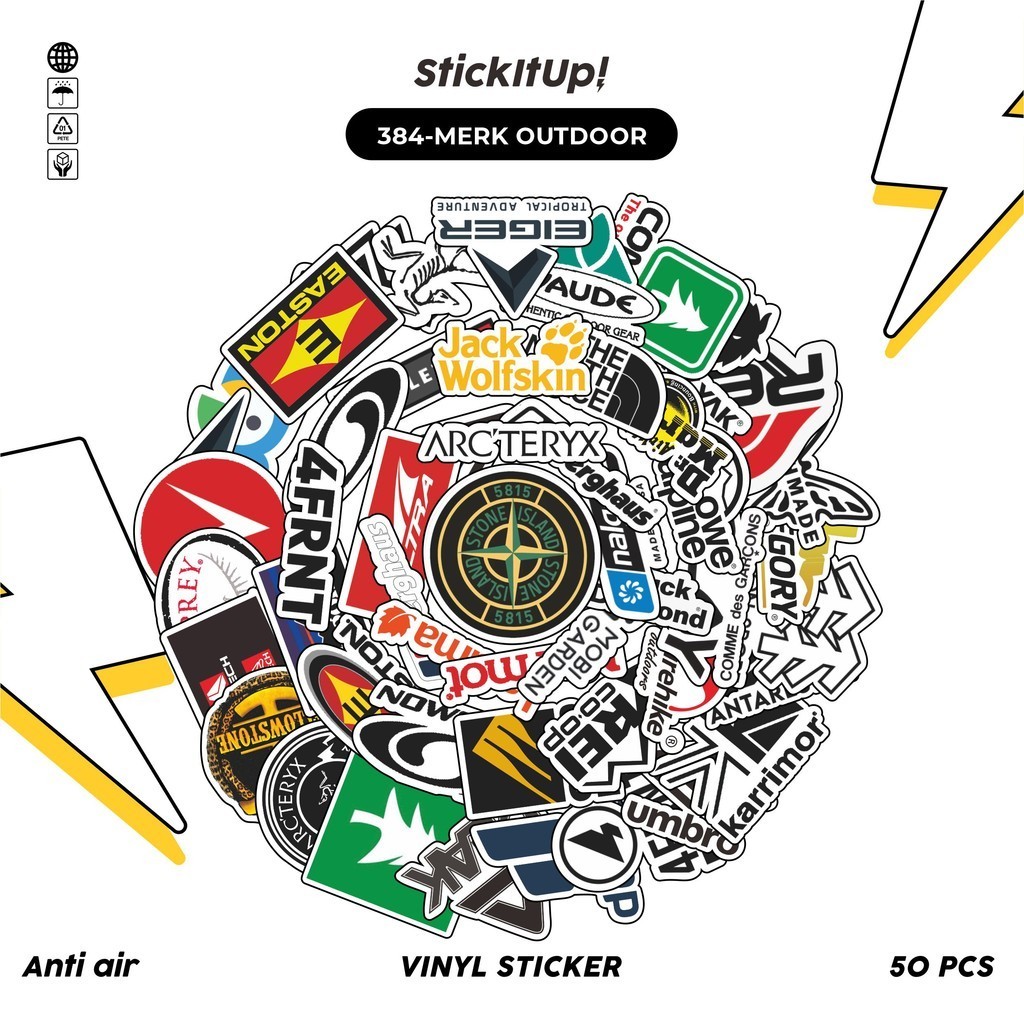 

COD✨ 50 Pcs Stiker Pack Motif Logo merek outdoor Lucu Aesthetic Vynil Waterproof untuk Freebies Sticker Buku Journal Casing HP Laptop