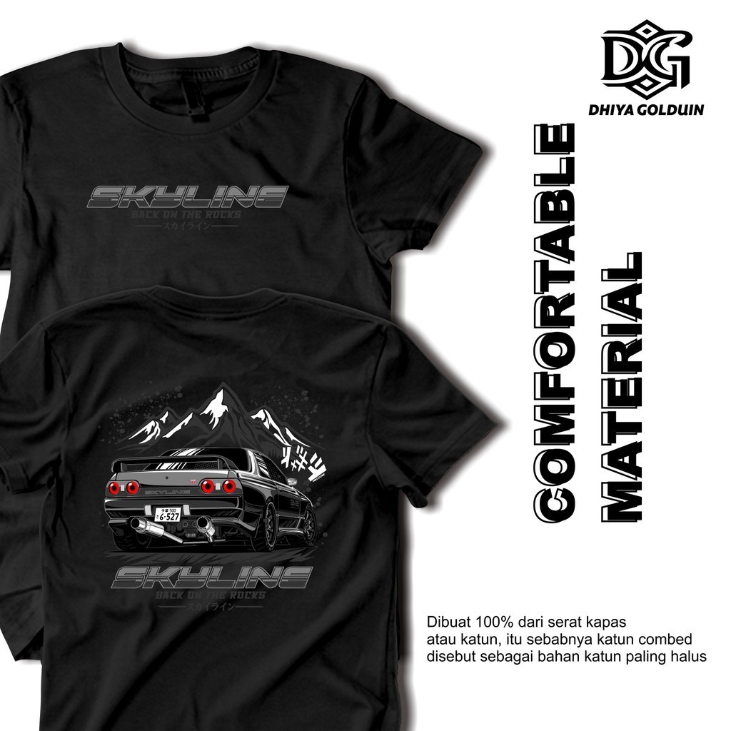 Dhiya Golduin Store Kaos Skyline GTR r34 Back On The Rocks T-shirt Keren Viral Kaos Pria Wanita Dist