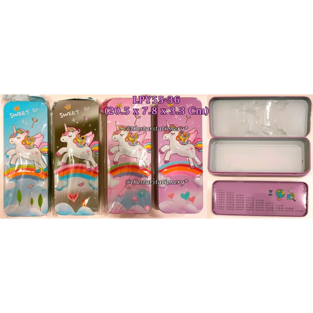 

(1 Biji) Kotak Pensil Kaleng Unicorn LPY55-36 / Tempat Pensil Kaleng 20.5*7.8*3.3 Cm
