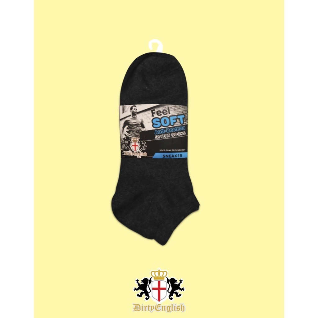 YV89JG DIRTY ENGLISH Men Sport Sneaker Sock Anti Bacteria 3 Pairs Pack - Kaos Kaki Olahraga Pendek 3