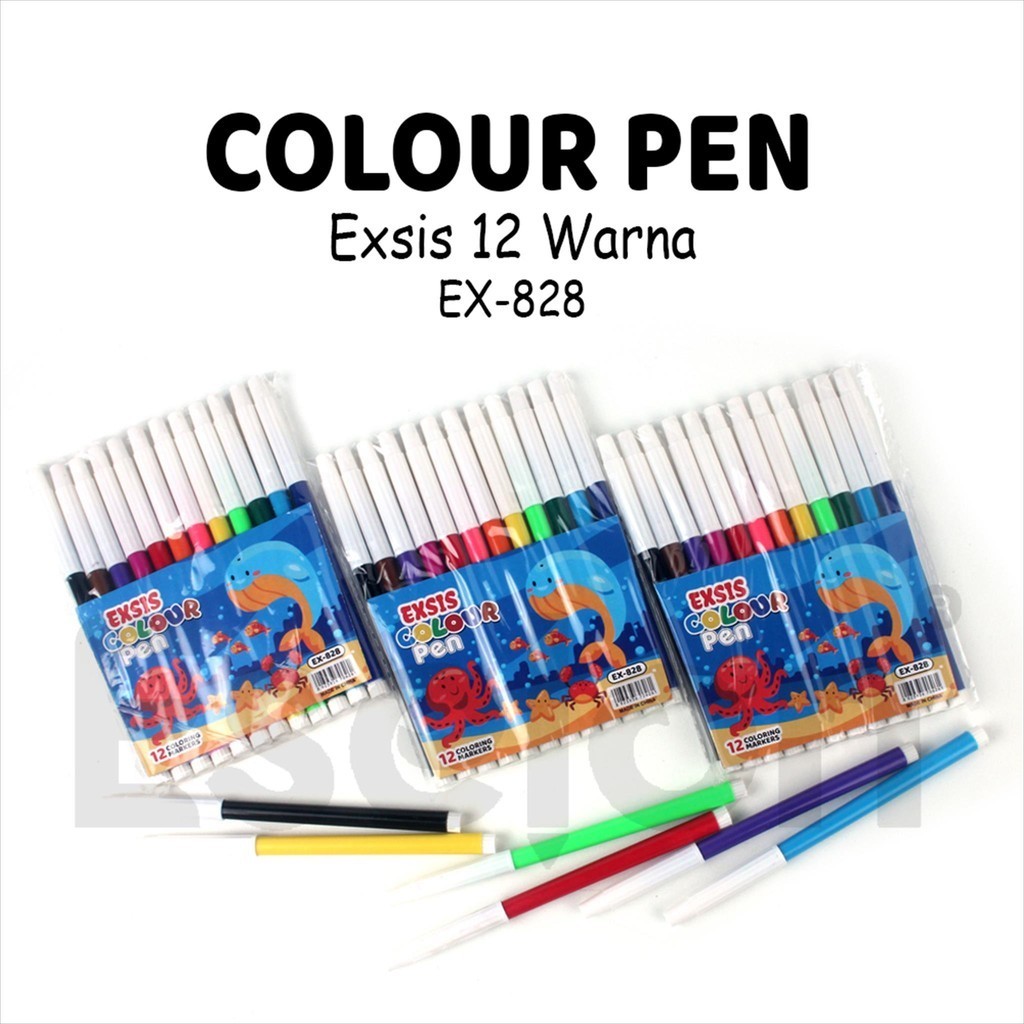 

[ES.JKT] 12warna Spidol MINI EXSIS 828- 12 / 1Set Color pen Mini EXSIS 12 warna