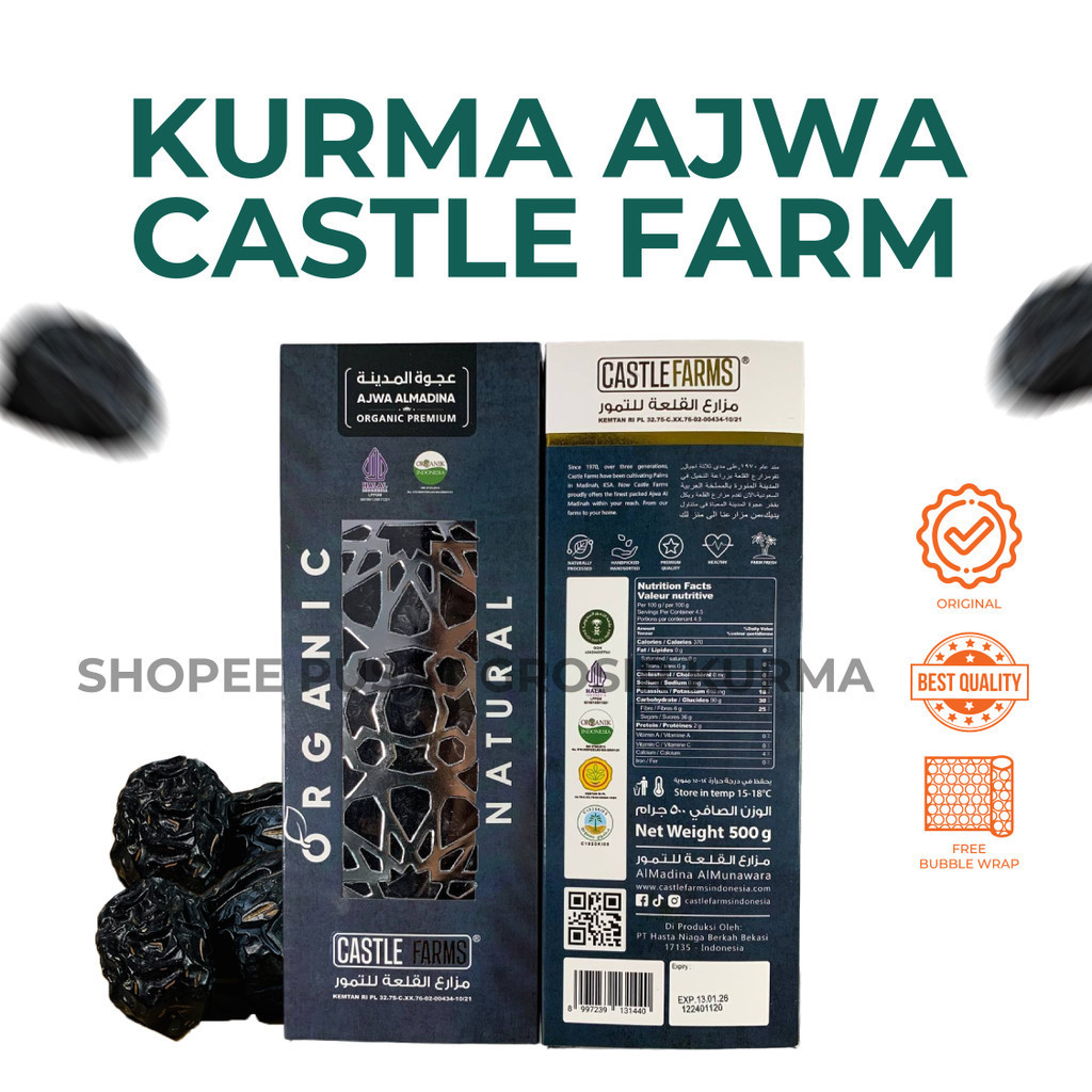 

KURMA AJWA PREMIUM ORGANIC CASTLE FARM JUMBO 500gr/1kg