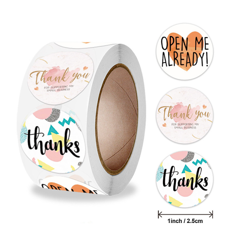 

50-500Pcs Round Flower Thank You Stickers 1inch Seal Label Holiday Gift Decoration Children Stationery Handmade Stickers