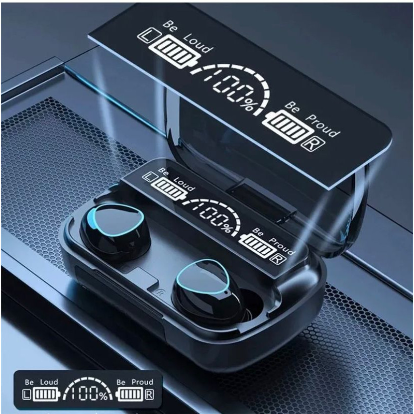 M10 Headset Bluetooth Wireless Earphone Tws + Powerbank