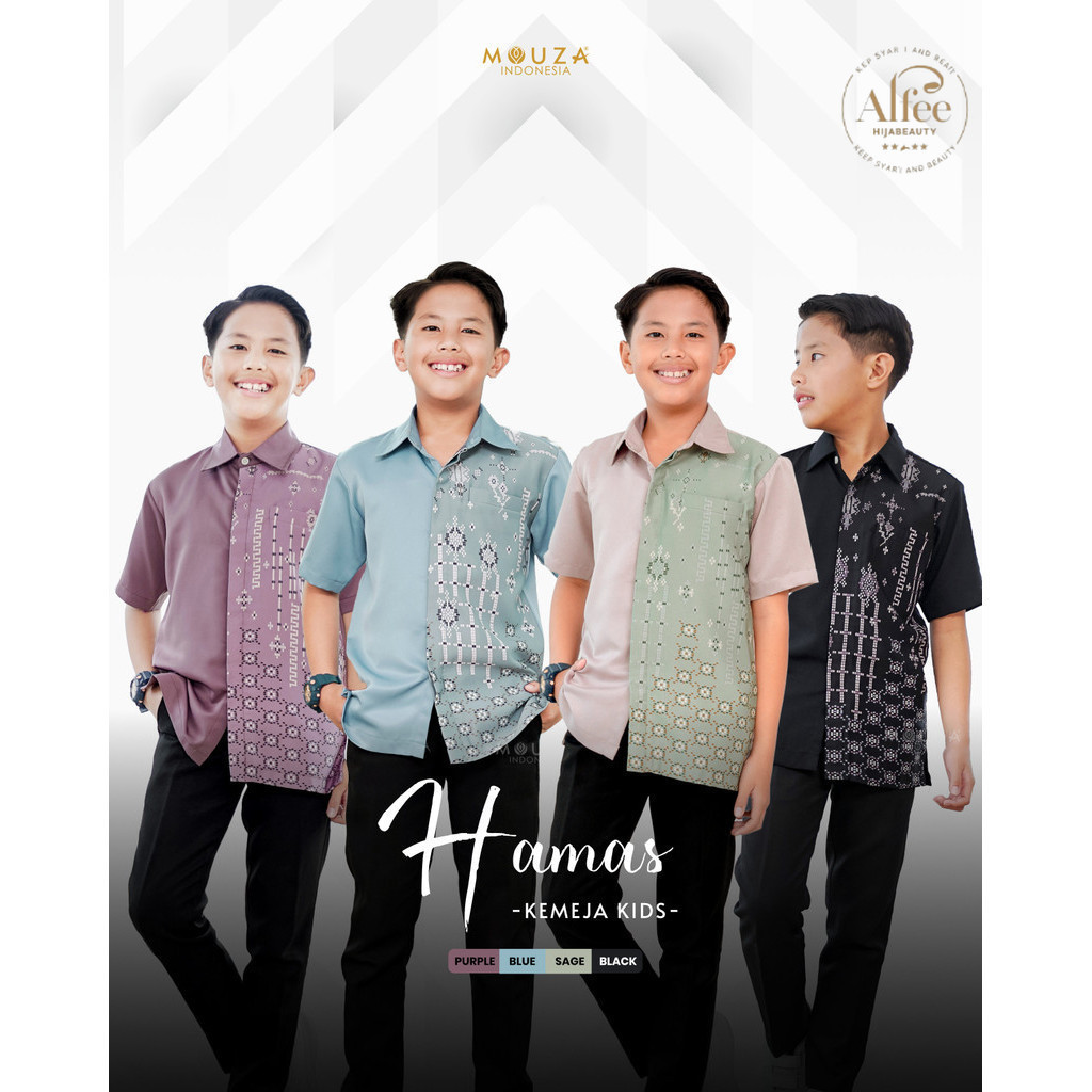 Sarimbit Hamas Mayasa / Kemeja Hamas Kids - Baju Koko Kemeja Lebaran Kondangan Motif Original Mouza