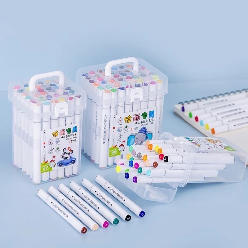 

D3W! 12/24/36 Warna Sketsa Spidol Universal/Set Spidol Universal Berkepala Dua/Penanda Anime Kuas