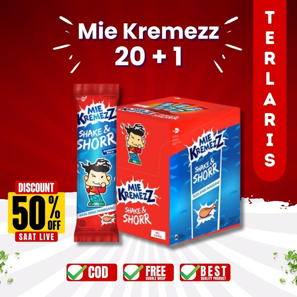 

Mie Kremezz Shake & Shorr 1000 Isi 20+1 bungkus @16gr