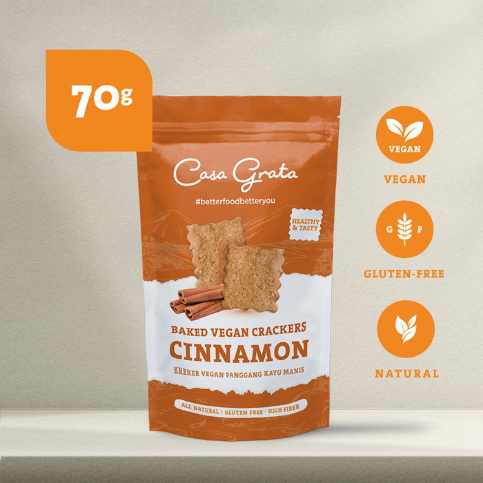 

Casa Grata Cinnamon Sweet Crackers - 70 gram - Snack Sehat No Gluten Snack Bebas Gluten