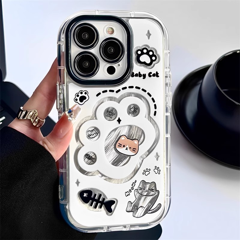 Kucing Kucing Lucu Menggaruk Hewan Case hp iPhone 11 PRO MAX XS XR 12 13 14 15 PLUS