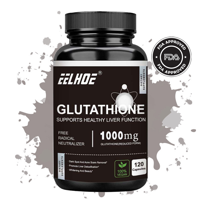 EELHOE Glutathione 1000 Mg Capsules with Collagen, 5 Times Powerful Whitening Anti-Aging, Freckle Re