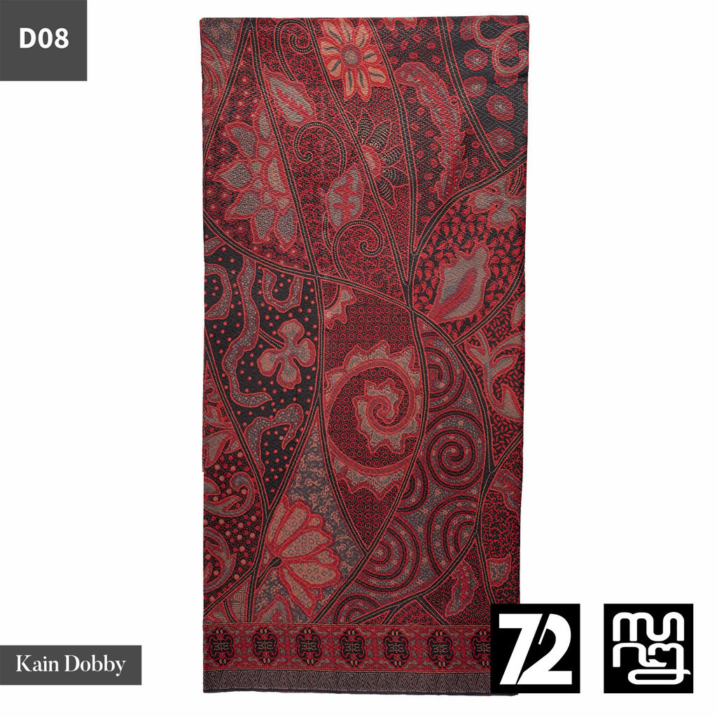 KAIN BATIK PREMIUM Bahan Dobby Motif Kembang Bali Warna Merah Hitam 724999 Cap 72 Jarik Jarit Sampin
