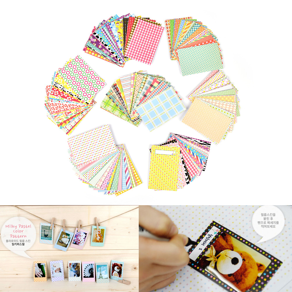 

20 Pcs/Lot DIY Scrapbook Decorative Paper Photos Frame For Instax Mini Film Candy Color Photo Albu