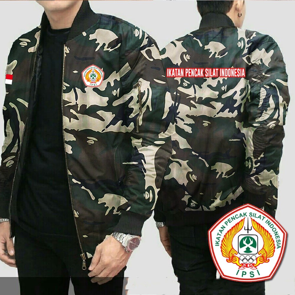 JAKET BOMBER LORENG IPSI (IKATAN PENCAK SILAT INDONESIA) / JAKET LORENG PARASUT / FREE CUSTOM SABLON