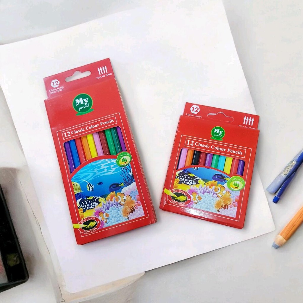 

AK Pensil Warna Children Color Pencil Stationery Alat Menggambar Anak 12 Warna - Panjang & Pendek
