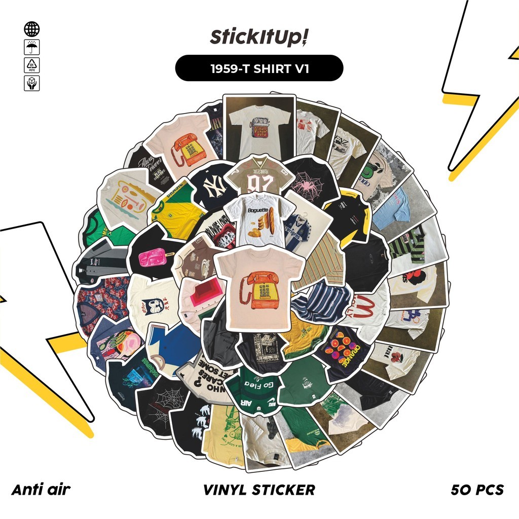 

COD✨ 50 Pcs Stiker T SHIRT V1 Lucu Anti Air Untuk Dekorasi Notebook Sepeda Skateboard Handphone DIY