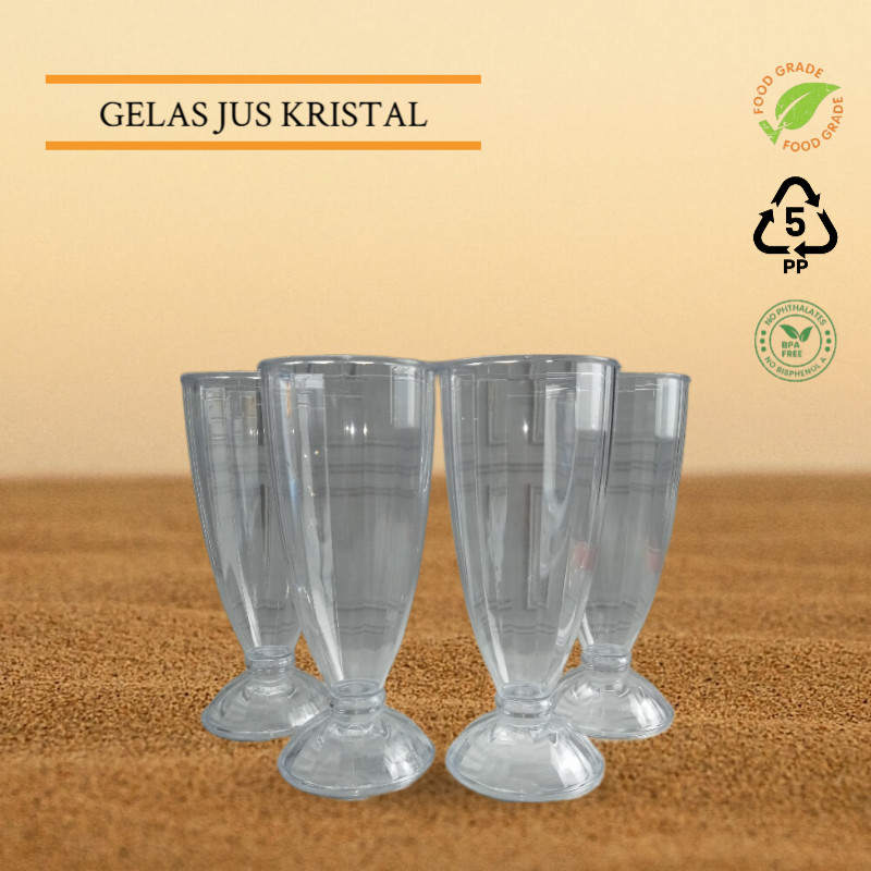 4 PCS Gelas Jus Kristal Gelas Belimbing Bening Gelas Mika Plastik Gelas Minuman Cafe