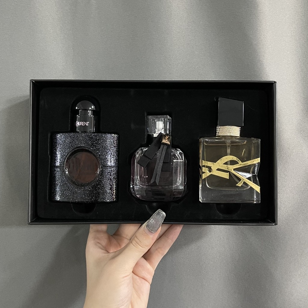 【100% ORIGINAL】YSL Perfume Set 30ml*3pcs High-end Set Black Opium Reverse Paris Eau de Libre EDP