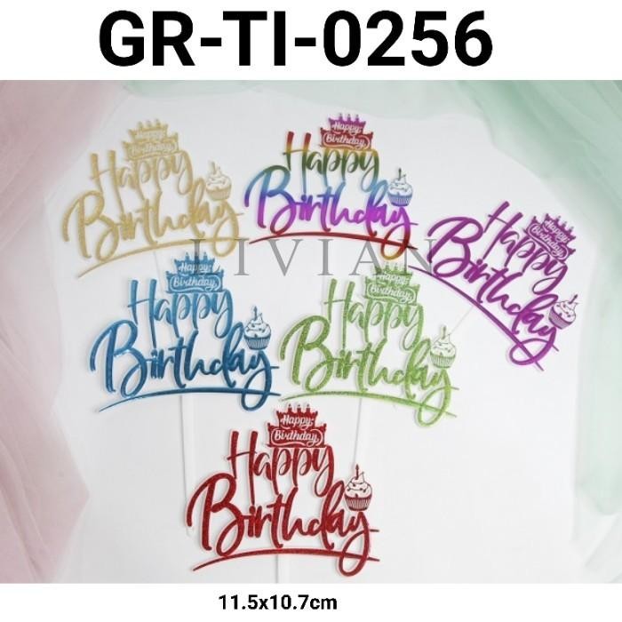 

lv GR-TI-0256 Cake topper hiasan kue tulisan happy birthday cake ultah - TI-0256-E