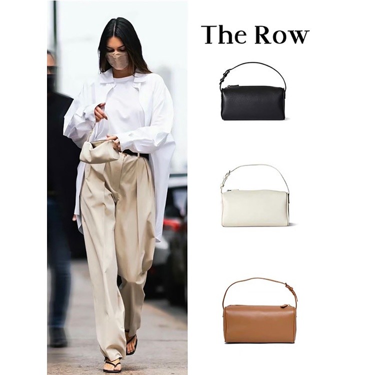 

New Counter ORI The Row Cowhide Pencil Case Niche Design High-End Cylinder Bag Female Leather Underarm Handbag