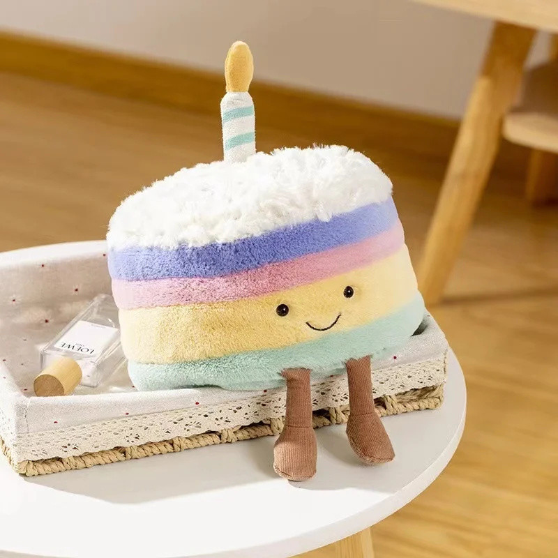 

Creative Cartoon Birthday Cake Plush Toy Throw Pillow Kawaii Birthday Cake Stuffed Doll Soft Decorative Pillow Back Cushion