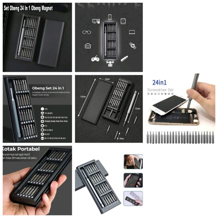 OBENG SET 24 IN 1 MAGNET MULTIFUNGSI PREMIUM BAUT KECIL SERVIS HP